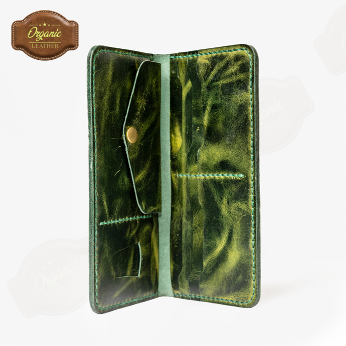 Premium Vegetable Tanned Leather Long Wallet Handmade Slim  Clutch Wallet