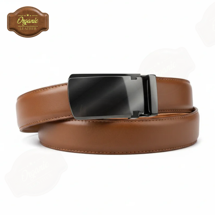 Premium Tan Brown Cowhide Leather Belt with Auto Lock Buckle