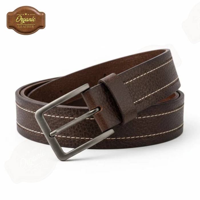 Full Grain 100% Genuine Leather Belt with Classic Pin Buckle – Dark Brown Premium Waist Strap