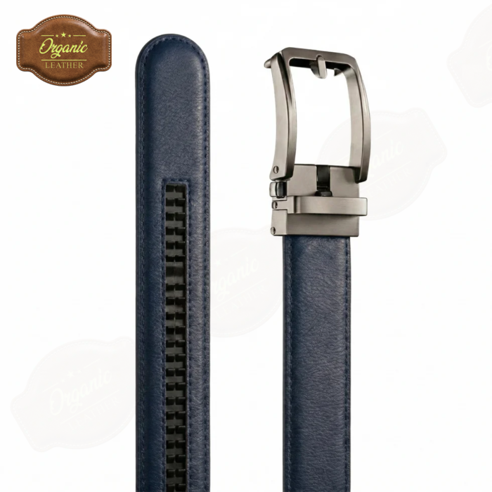 Premium Deep Navy Full Grain Leather Belt with Auto Lock Buckle