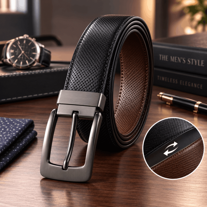 Dual-Tone Perforated Leather - Black and Brown